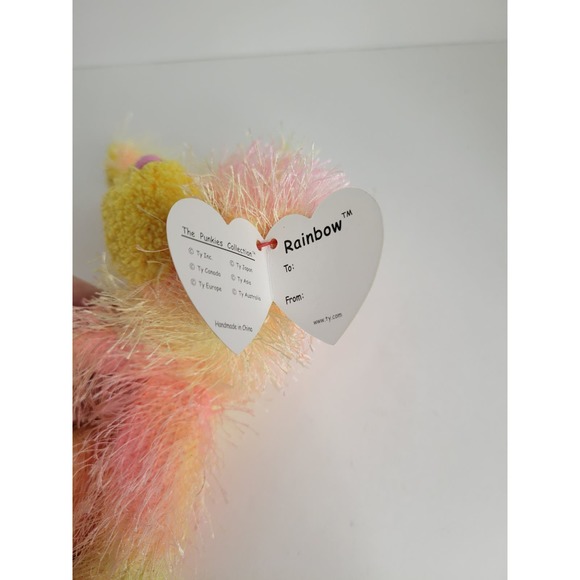 NWT 2002 TY Punkies Collection Sherbet Colored- Rainbow Bear Pink Yellow Orange - Picture 6 of 9